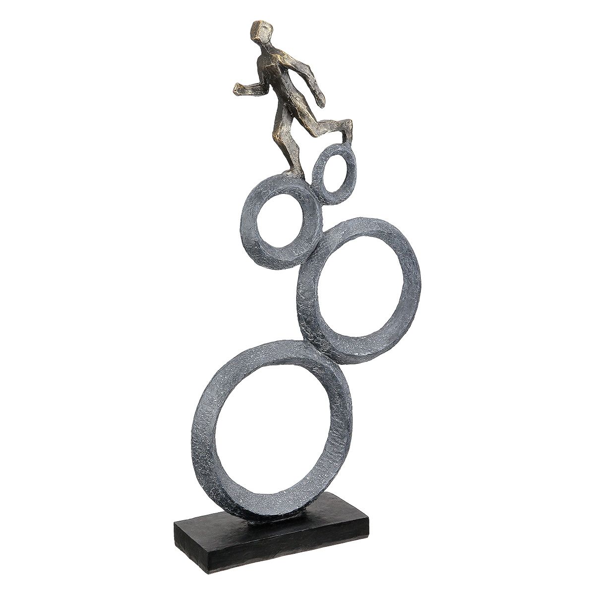 Moderne Skulptur Läufer auf Kreisen – Anthrazit und Kupferfarben