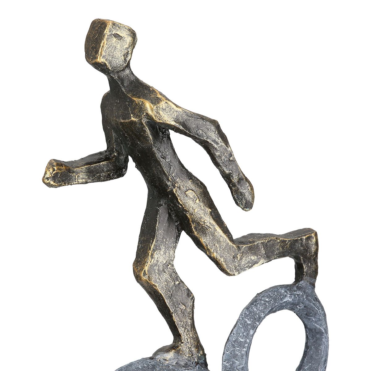 Moderne Skulptur Läufer auf Kreisen – Anthrazit und Kupferfarben