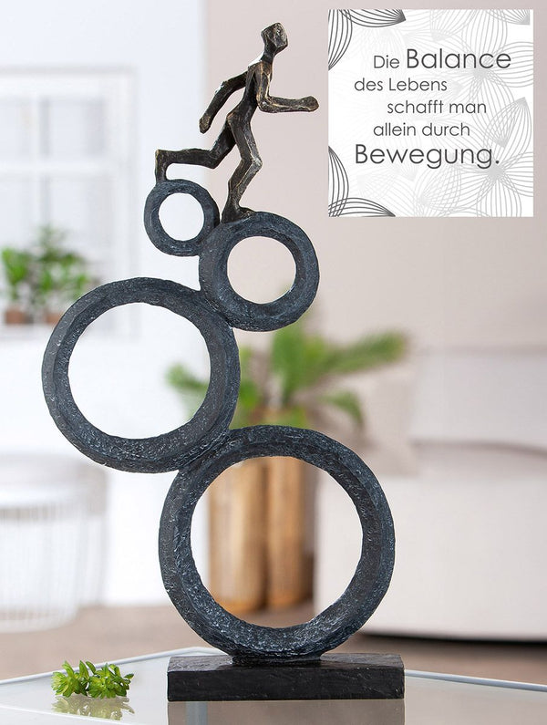 Modern Sculpture Runner on Circles – Anthracite and Copper Colors