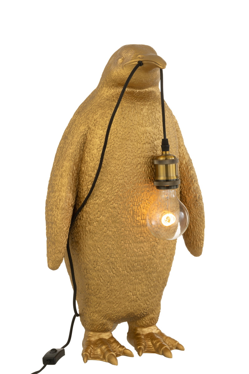 Penguin table lamp made of poly in gold - stylish lighting 