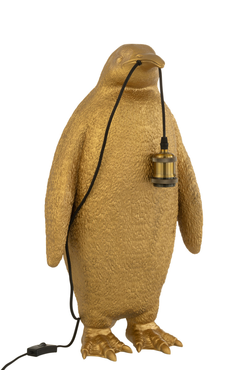 Penguin table lamp made of poly in gold - stylish lighting 