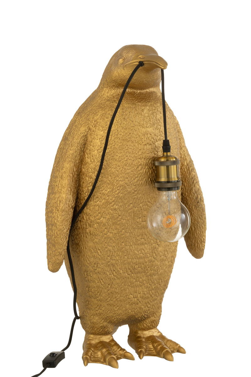 Penguin table lamp made of poly in gold - stylish lighting 