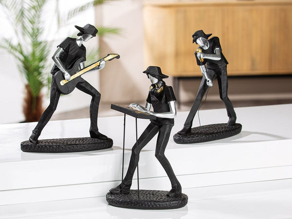 Set of 3 musicians' art "Trio" made of synthetic resin in black