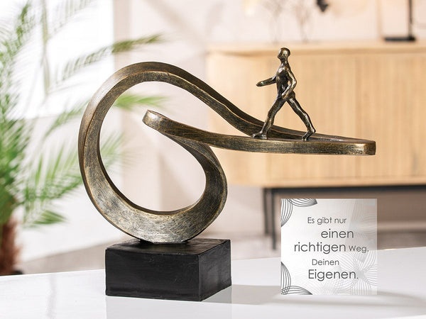 Inspirierende Skulptur Path - Bronzefarben auf Schwarzer Base mit Lebensweisheit