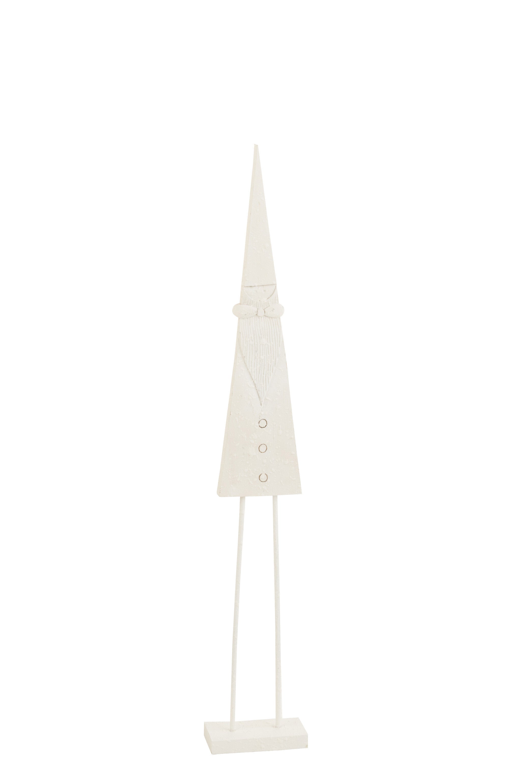 Set of 2 Handmade Wooden Santa Clauses with Base - White, Large and Small Size