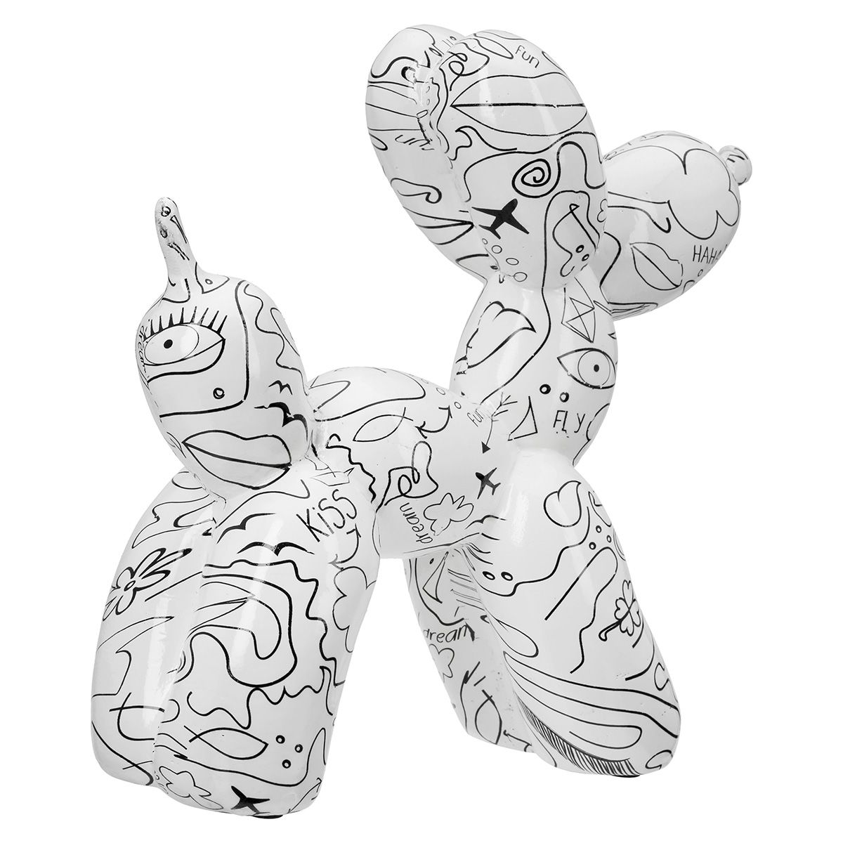 Moderne Ballonhund Skulptur mit Einliniendesign, Weiß