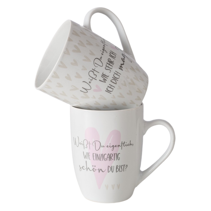 Ceramic Mug Set Lovely – Set of 2 with loving sayings