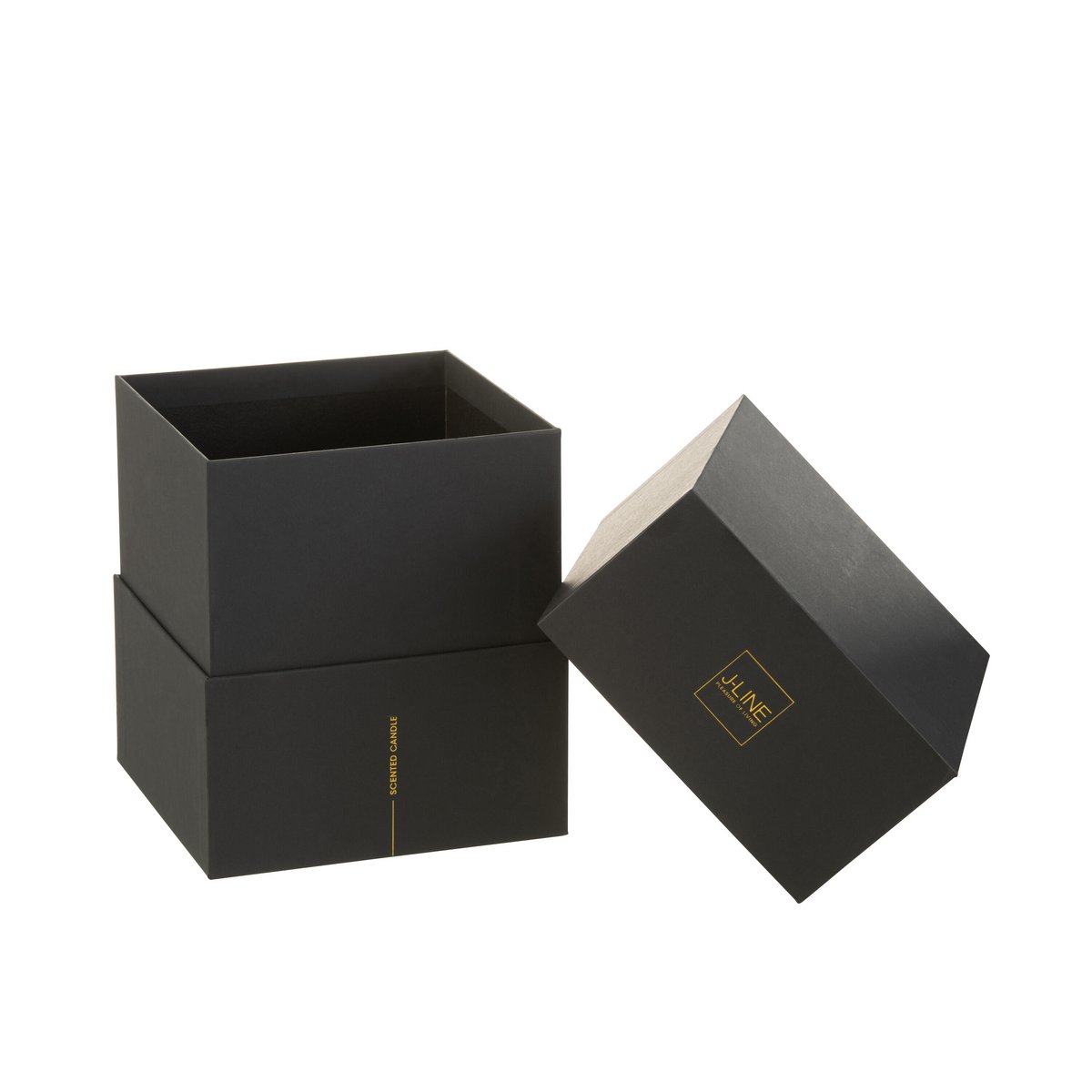 J-Line Duftkerze Noa – Spicy Twilight – Glas – Schwarz – groß – 60U