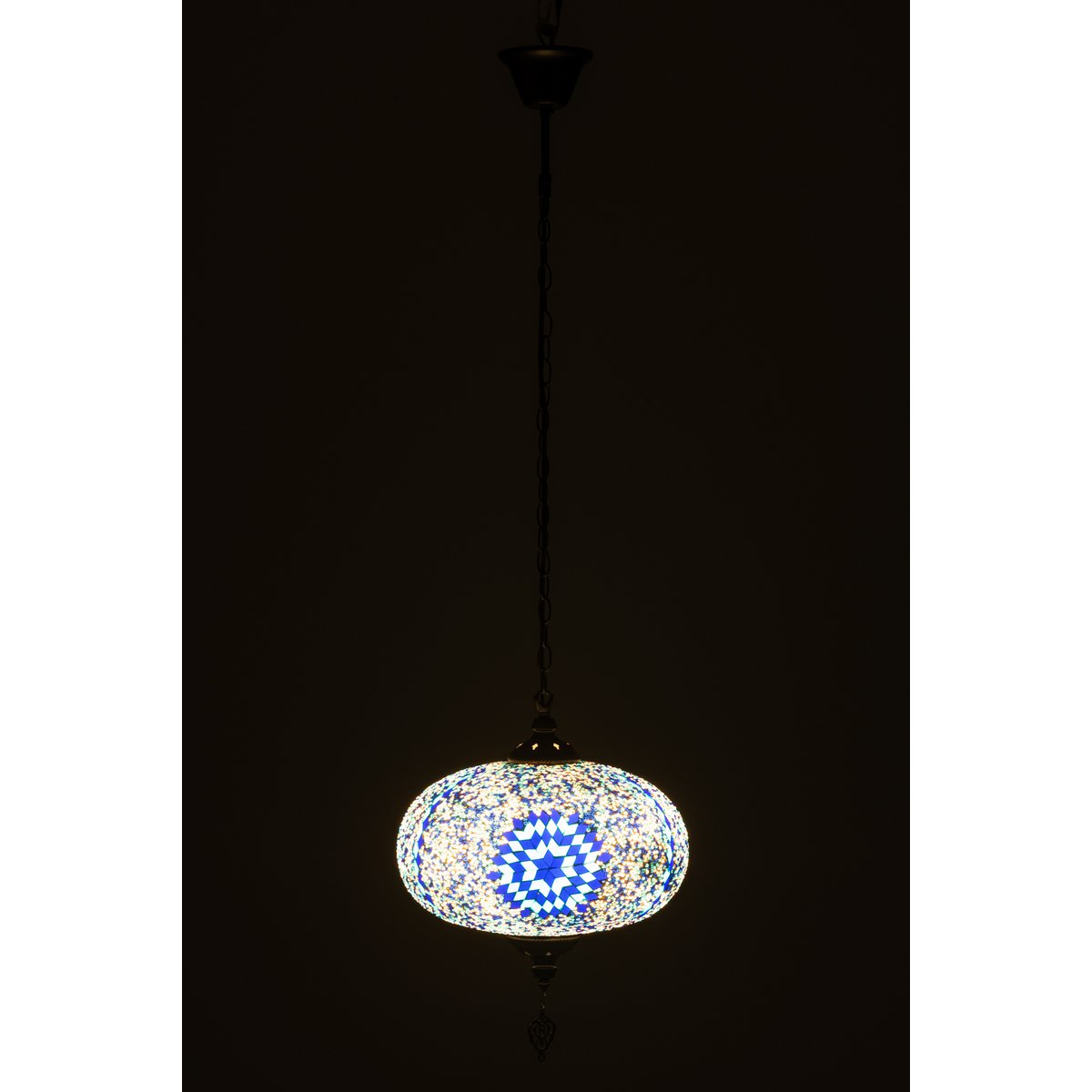 J-Line Hanging Lamp Mosaic Glass/Metal Blue Large