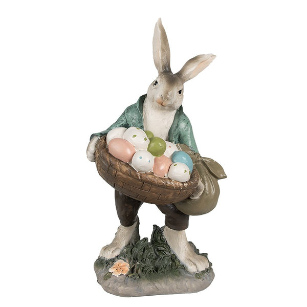 Decorative statue rabbit brown green 18x16x32 cm