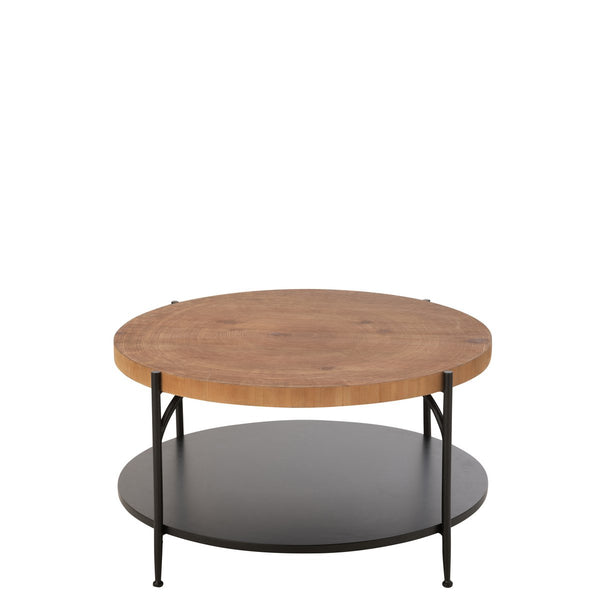 Metal wood coffee table Voni 80 cm, black/natural