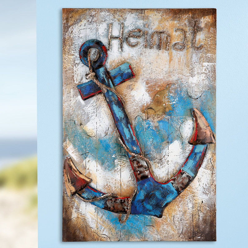 Metall Bild 'Heimat' auf Holz - Kunstobjekt in Handarbeit gefertigt von Gilde Gallery