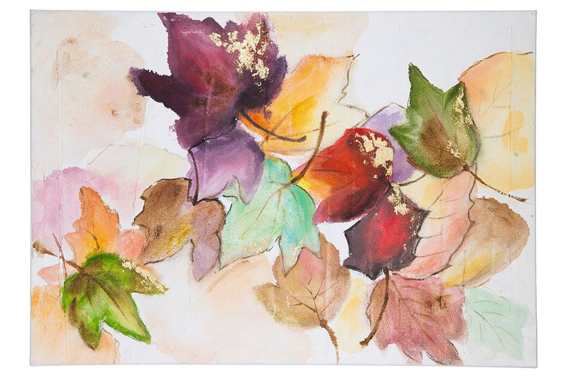 Handbemaltes 'Herbstlaub' Gemälde auf Strukturierte Leinwand - 70x100 cm