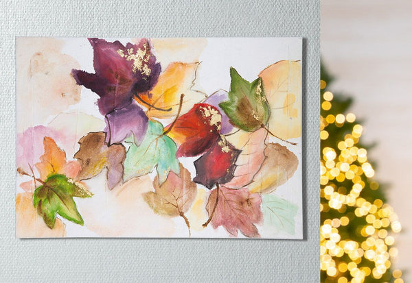 Handbemaltes 'Herbstlaub' Gemälde auf Strukturierte Leinwand - 70x100 cm