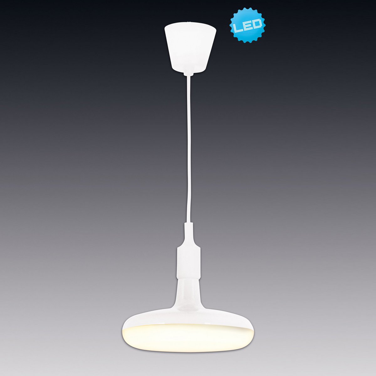 Pendelleuchte "UFO" LED weiß Hängelampe aus Kunststoff mit E27-Fassung inkl. Leuchtmittel