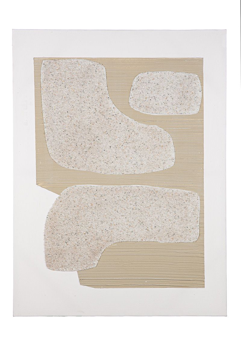 Rectangular canvas picture Tulsa with stone elements 60x80 cm cream