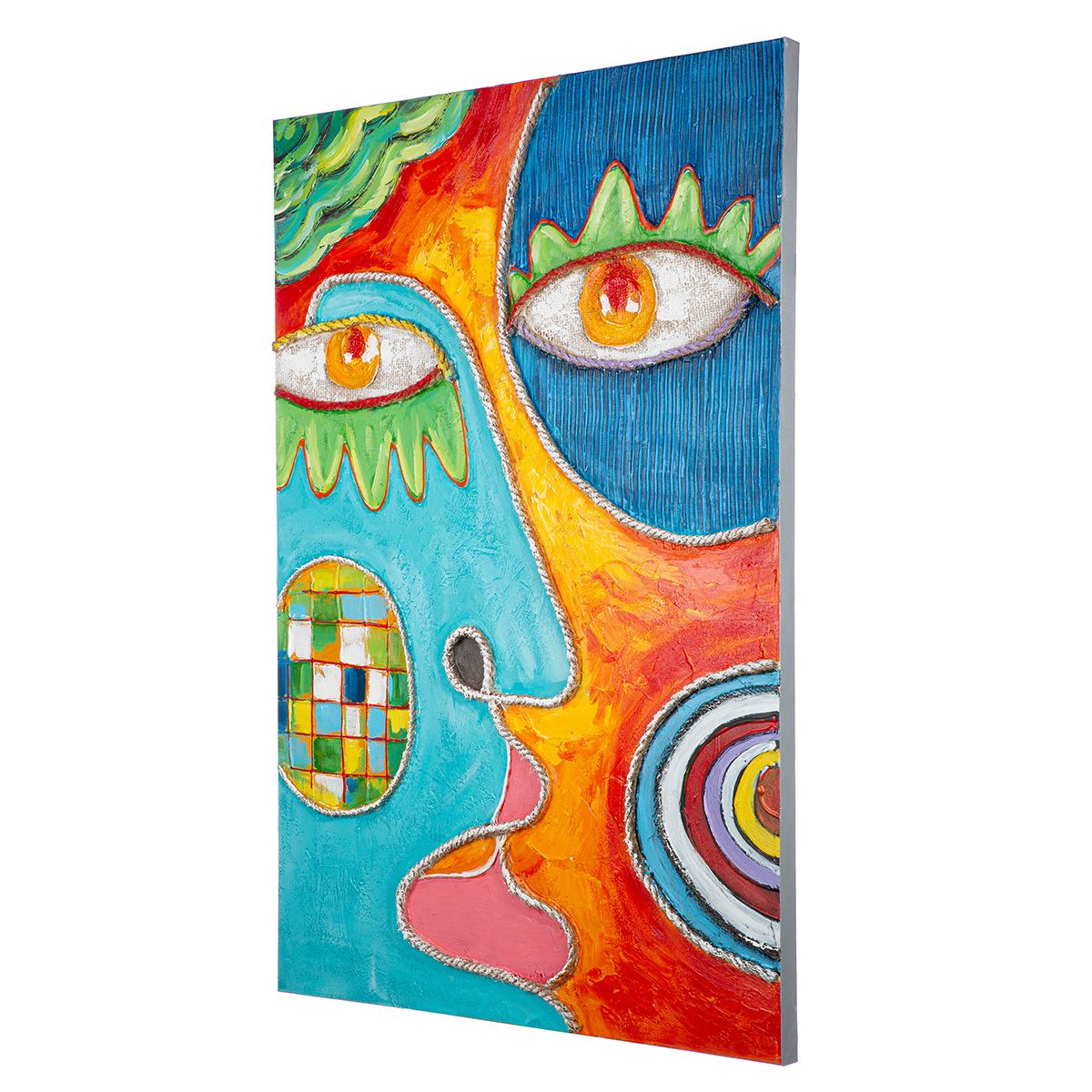 Wall picture Visage face motif canvas multicolored 80x120cm abstract