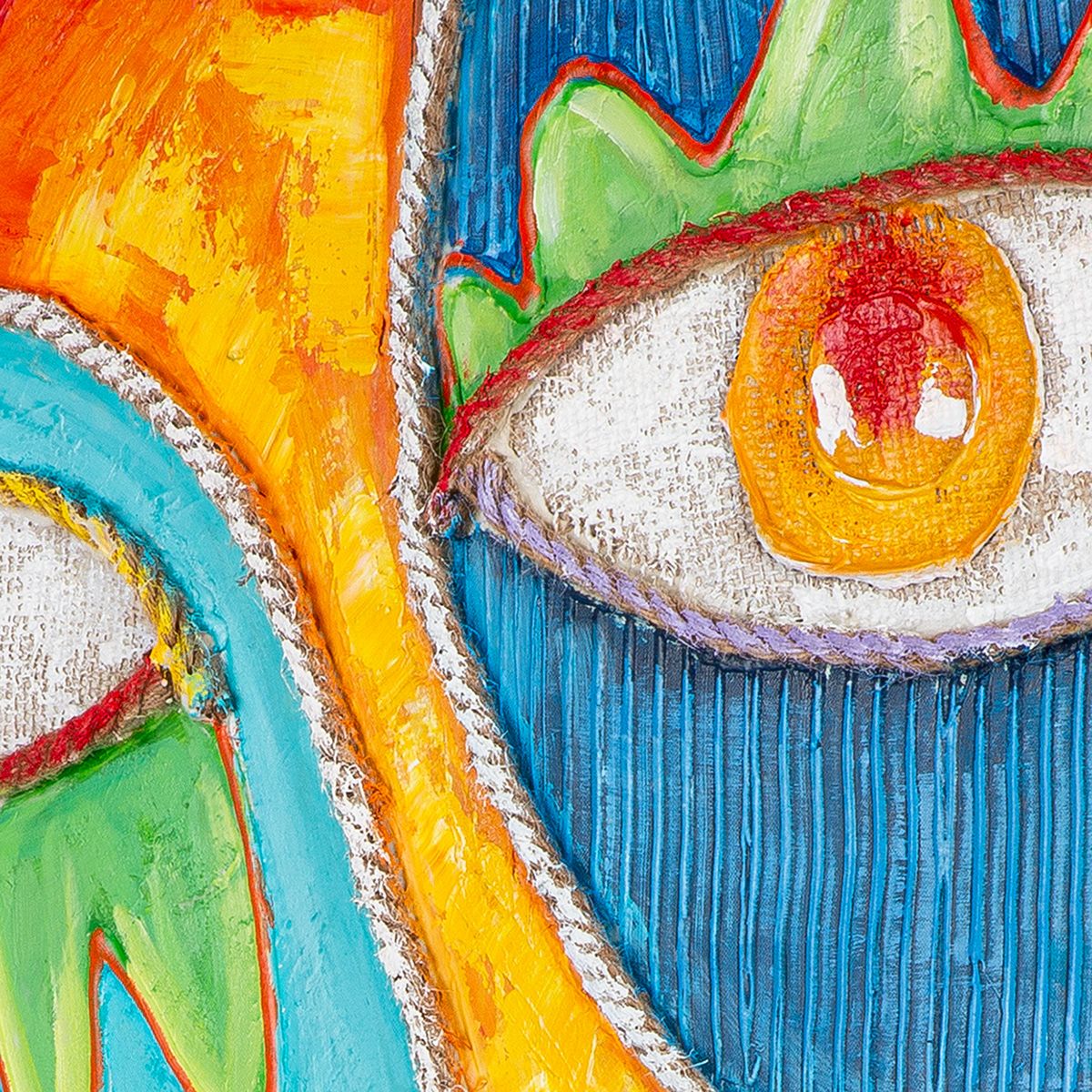 Wall picture Visage face motif canvas multicolored 80x120cm abstract