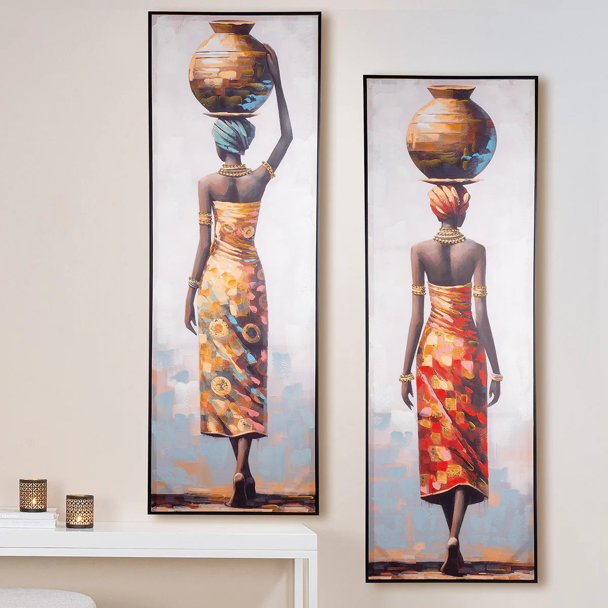 Wandbild Set Makeda Frauenmotiv Leinwand Handgemalt 152x52cm