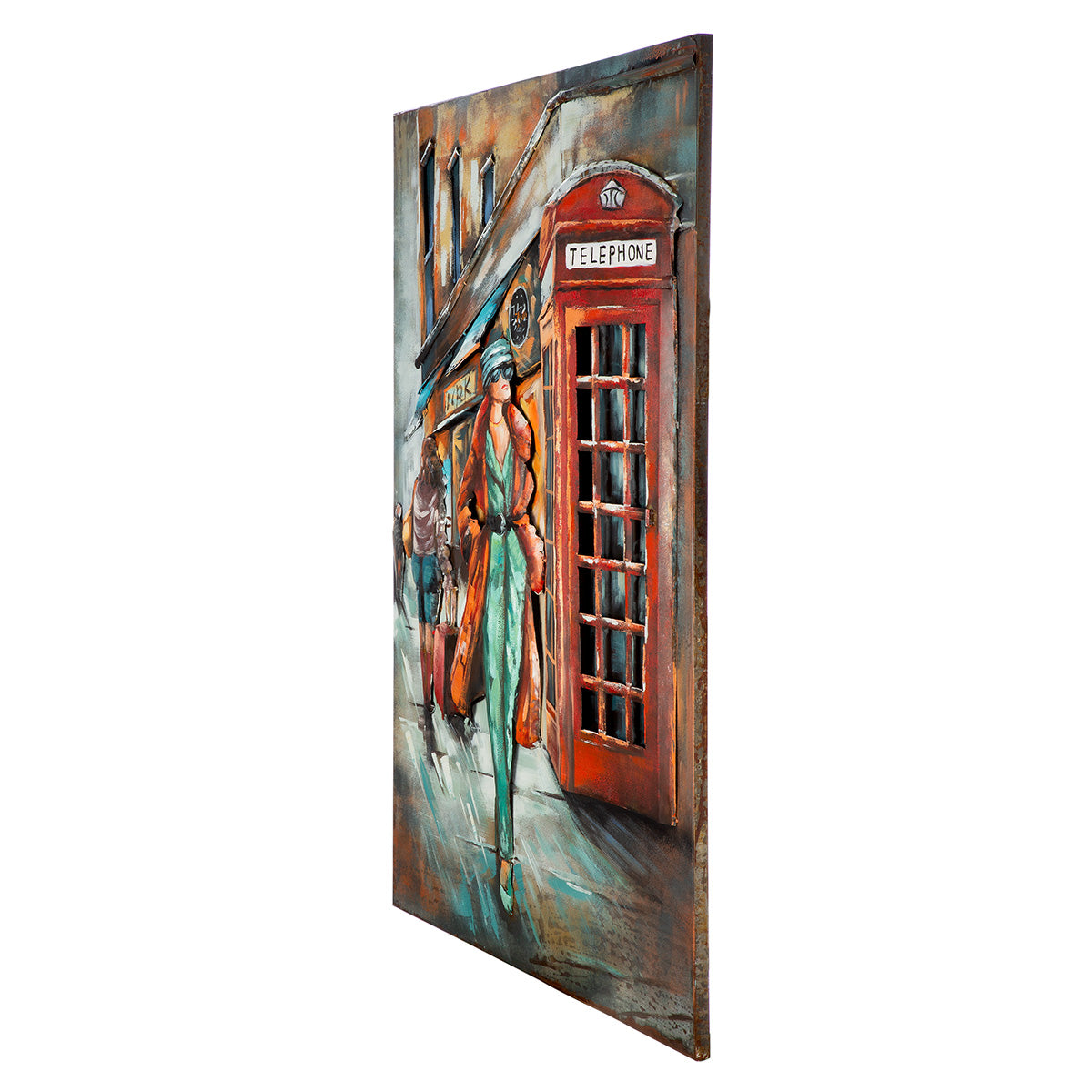 Metallbild English Call rechteckig grau rot 80 x 120 cm