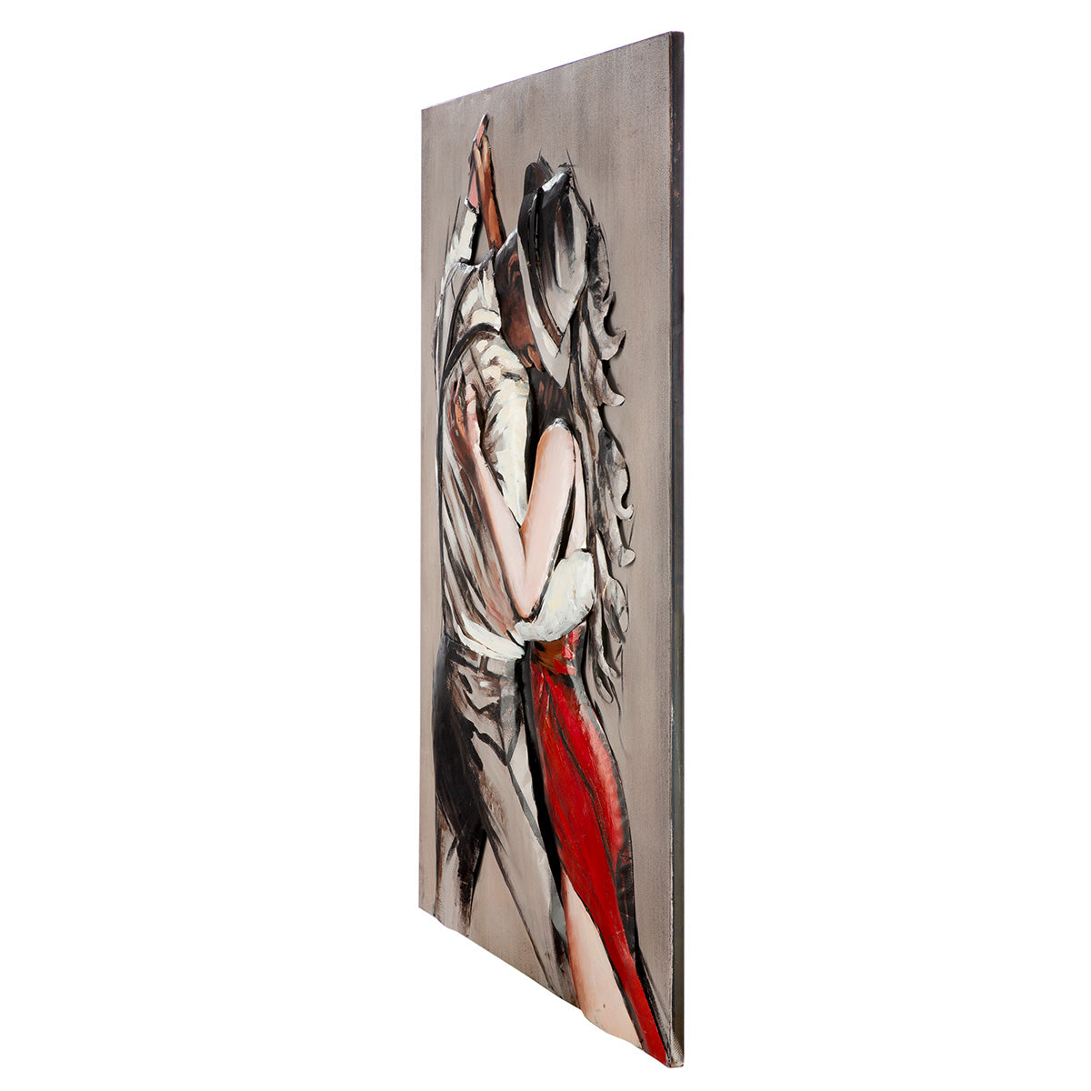 Metallbild Tango Paarmotiv grau rot 80 x 120 cm