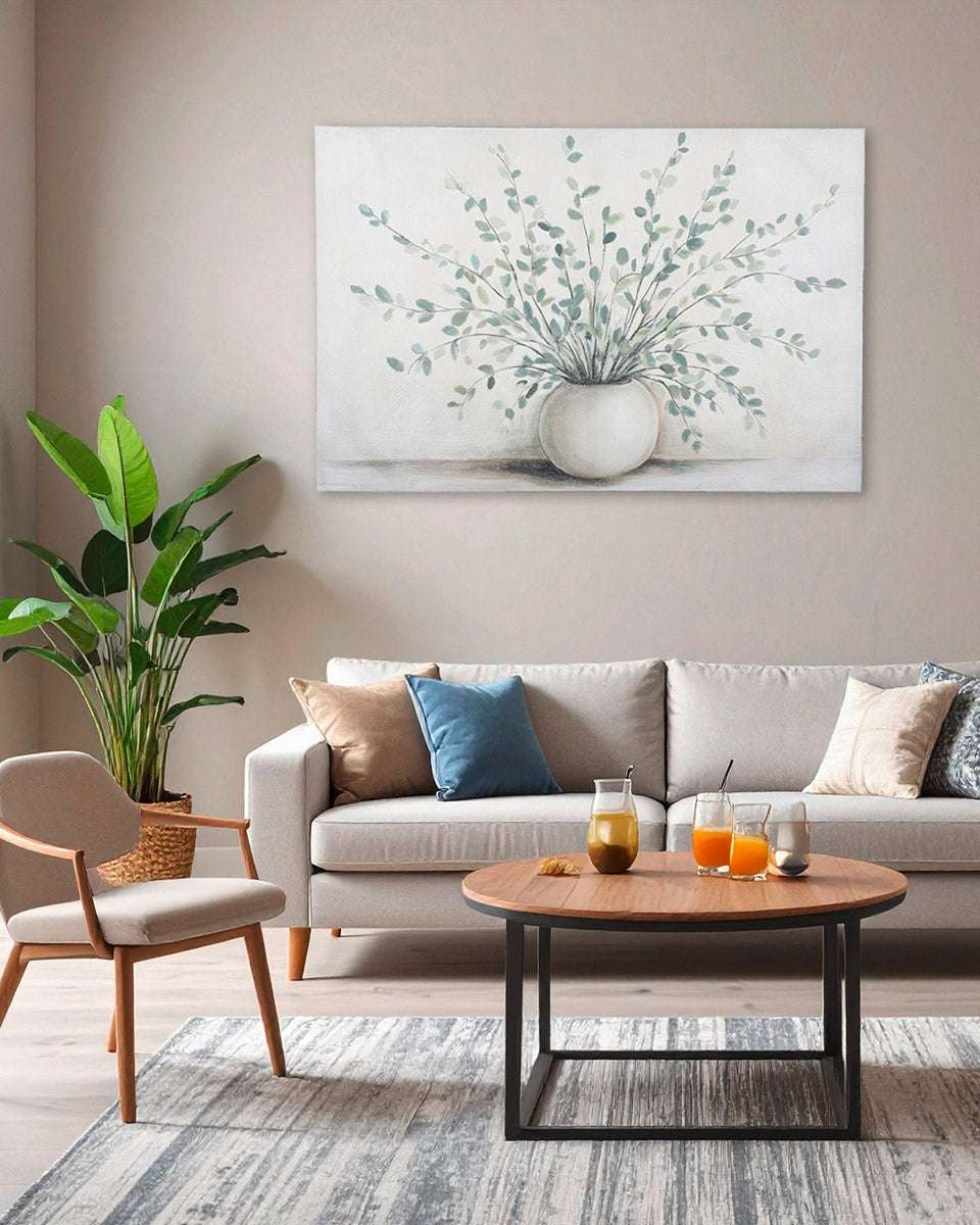 Bild Vase mit Eukalyptus 120x80cm