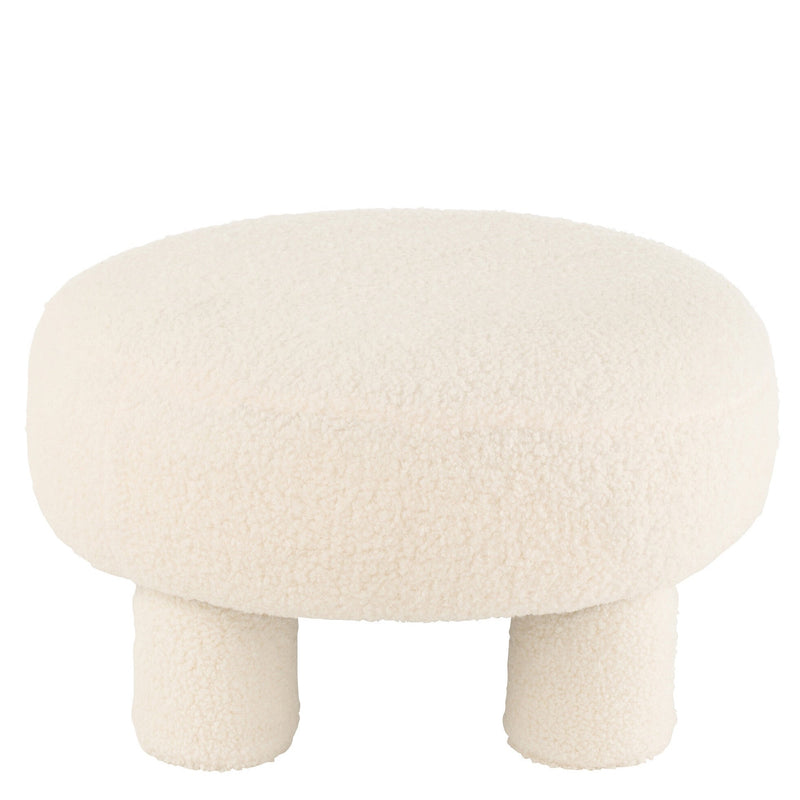 Runder Hocker Teddy mit Veloursbezug in weiß