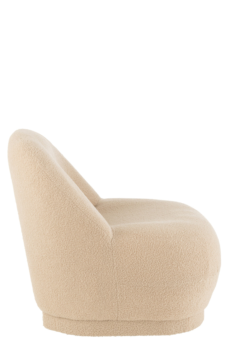 Comfortabele Teddy Bouclé Bankkruk Warm Beige 78x88 cm