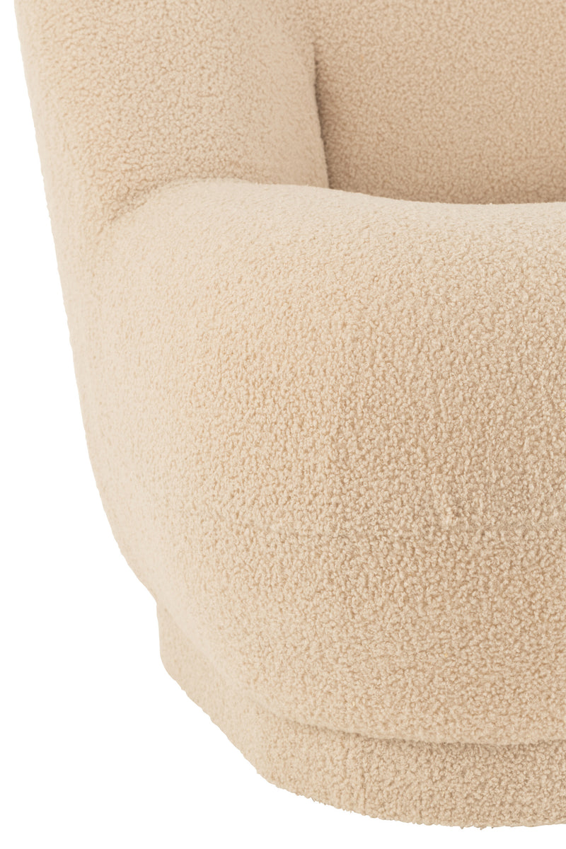 Comfortabele Teddy Bouclé Bankkruk Warm Beige 78x88 cm