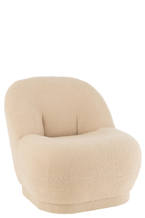 Comfortabele Teddy Bouclé Bankkruk Warm Beige 78x88 cm
