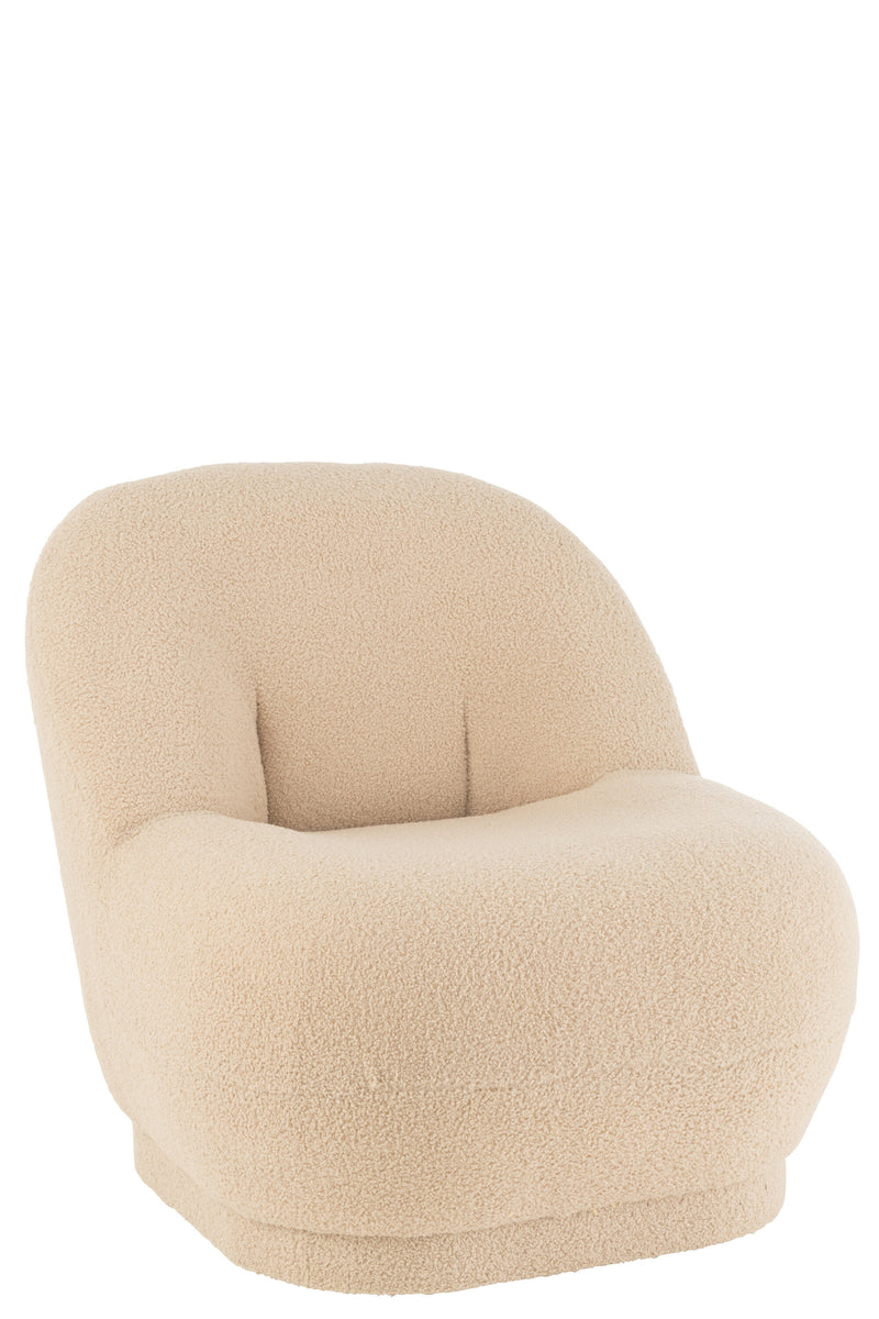 Comfortabele Teddy Bouclé Bankkruk Warm Beige 78x88 cm