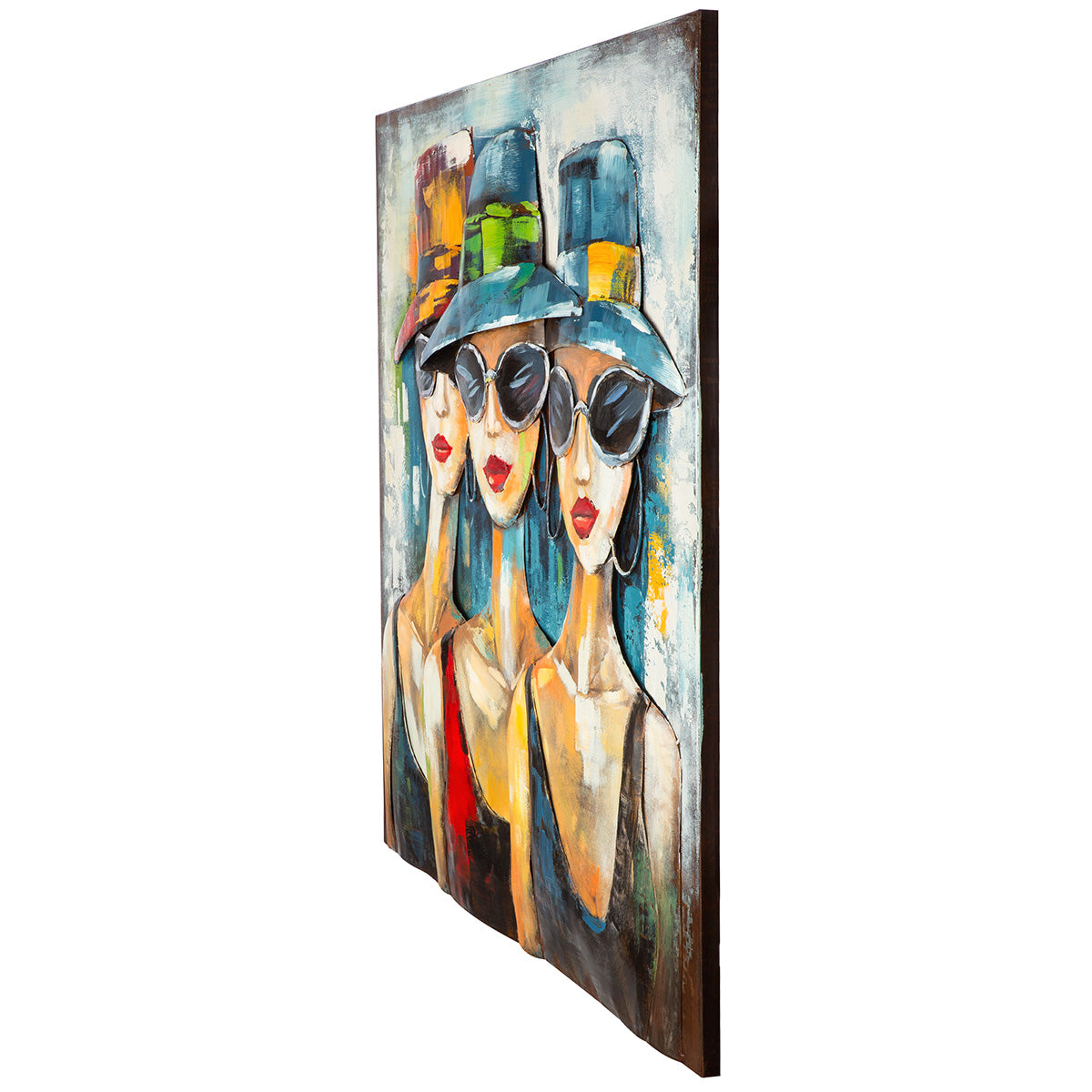 Metallbild Red Lips Society quadratisch mehrfarbig 100 x 100 cm