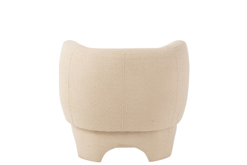 White Knitted Textile Wood Armchair - Comfortable Single Person Lounge - Modern Living Room Furniture, 71x80x79 cm