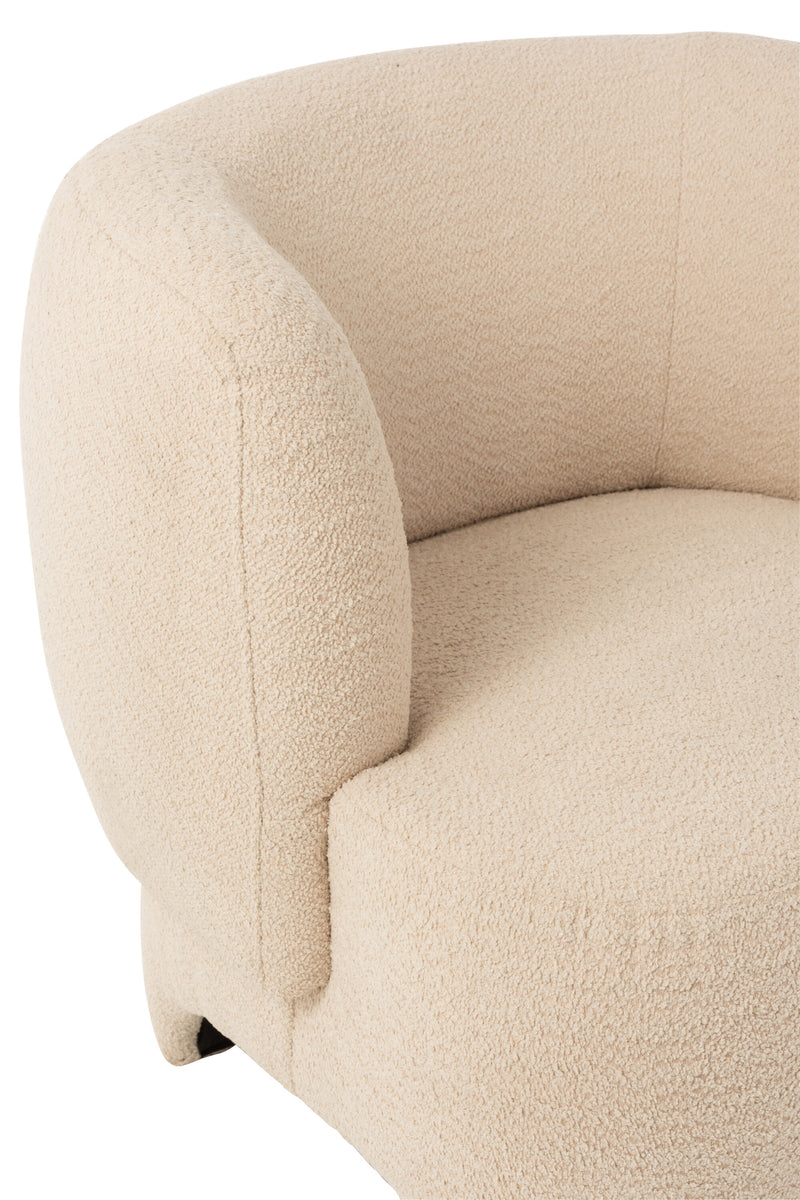 White Knitted Textile Wood Armchair - Comfortable Single Person Lounge - Modern Living Room Furniture, 71x80x79 cm