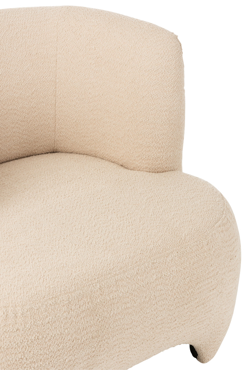 White Knitted Textile Wood Armchair - Comfortable Single Person Lounge - Modern Living Room Furniture, 71x80x79 cm