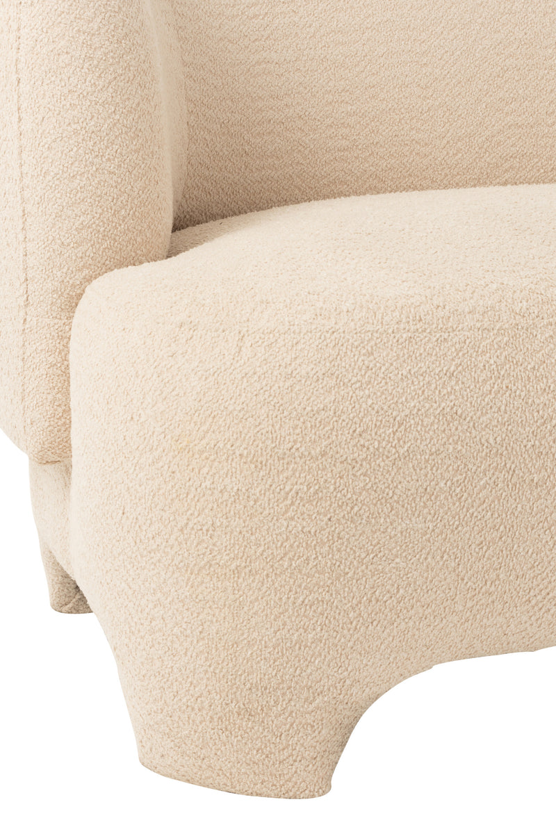 Grote witte gebreide fauteuil van textielhout - comfortabele 2-3 persoonsbank - elegant woonkamermeubilair, 71x193x82 cm