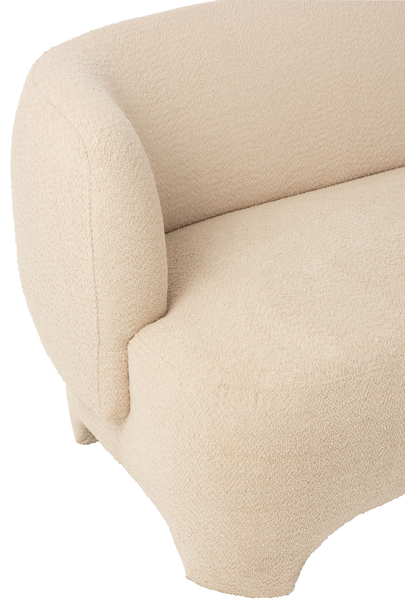 Grote witte gebreide fauteuil van textielhout - comfortabele 2-3 persoonsbank - elegant woonkamermeubilair, 71x193x82 cm