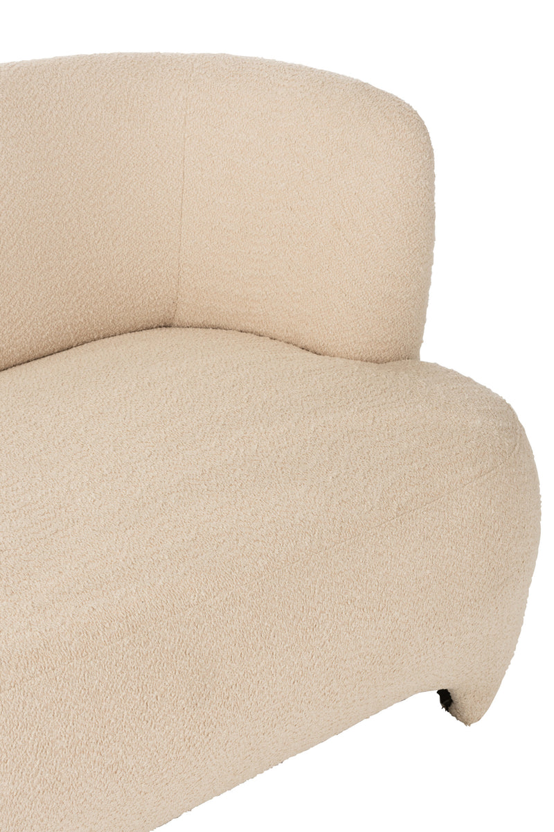 Großer Weißer Gestrickter Textil-Holz Sessel - Bequemes 2-3 Personen Sofa - Elegantes Wohnzimmer Möbel, 71x193x82 cm