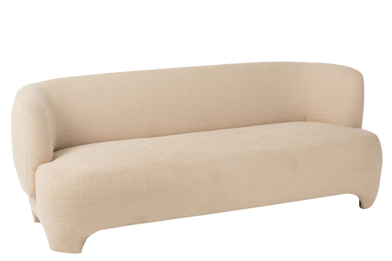 Großer Weißer Gestrickter Textil-Holz Sessel - Bequemes 2-3 Personen Sofa - Elegantes Wohnzimmer Möbel, 71x193x82 cm