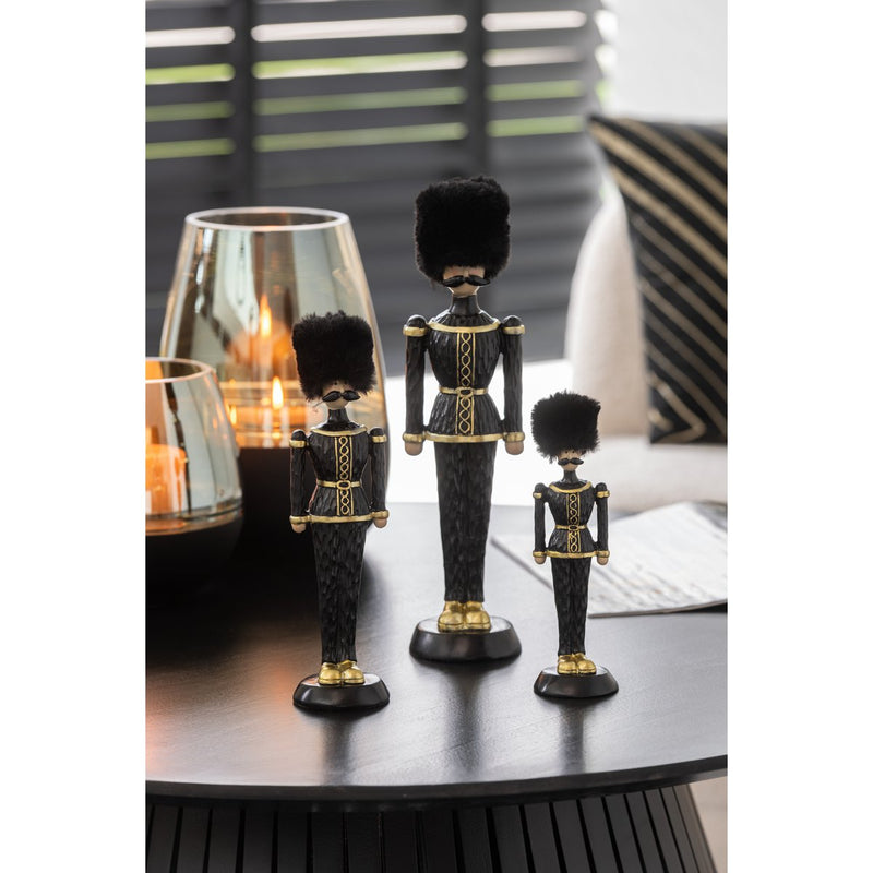 Black Nutcracker with Fur Hat – 32 cm Polyresin Decoration Figure