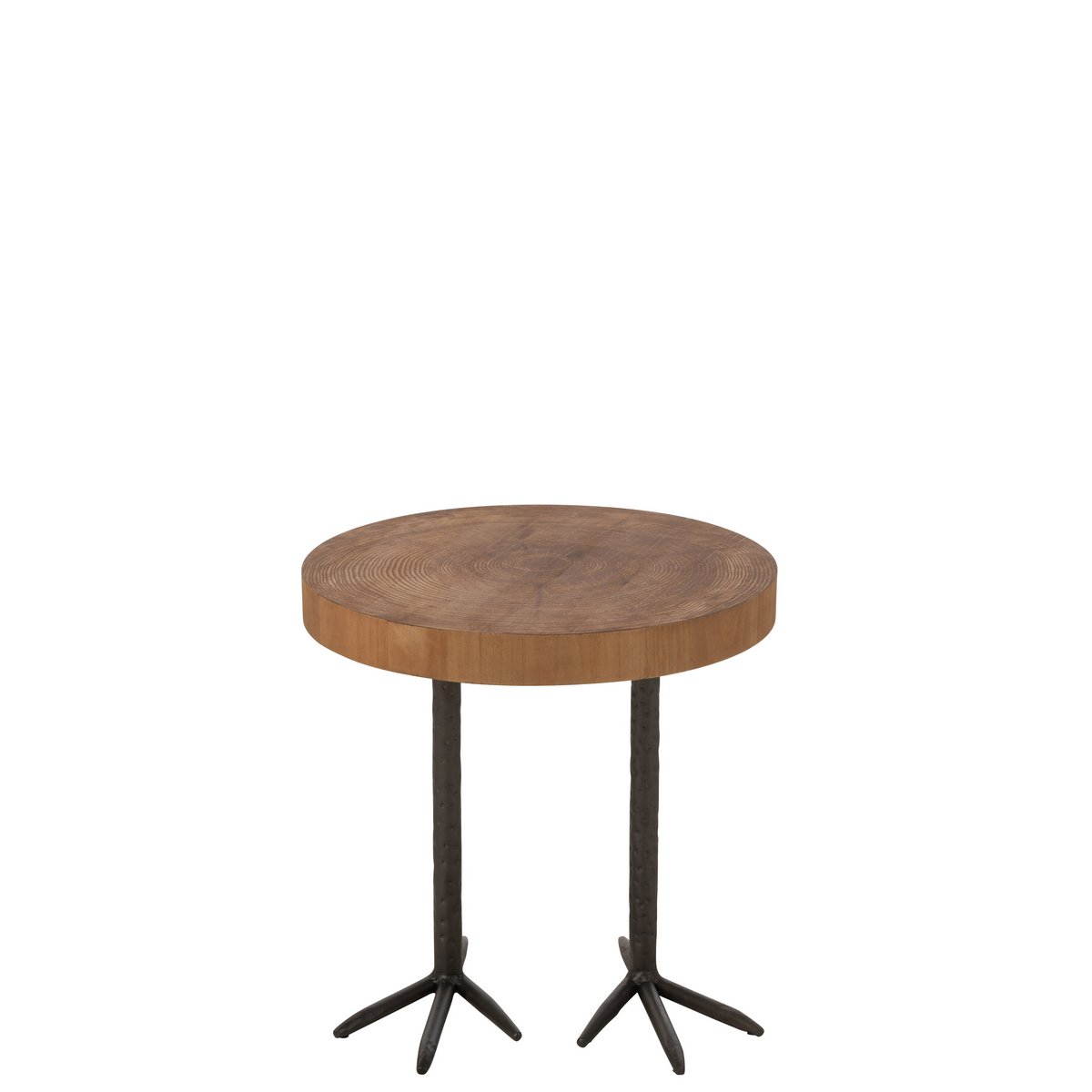 Modern Stool with Bird's Foot Design – Wood Look &amp; Iron, Natural/Black