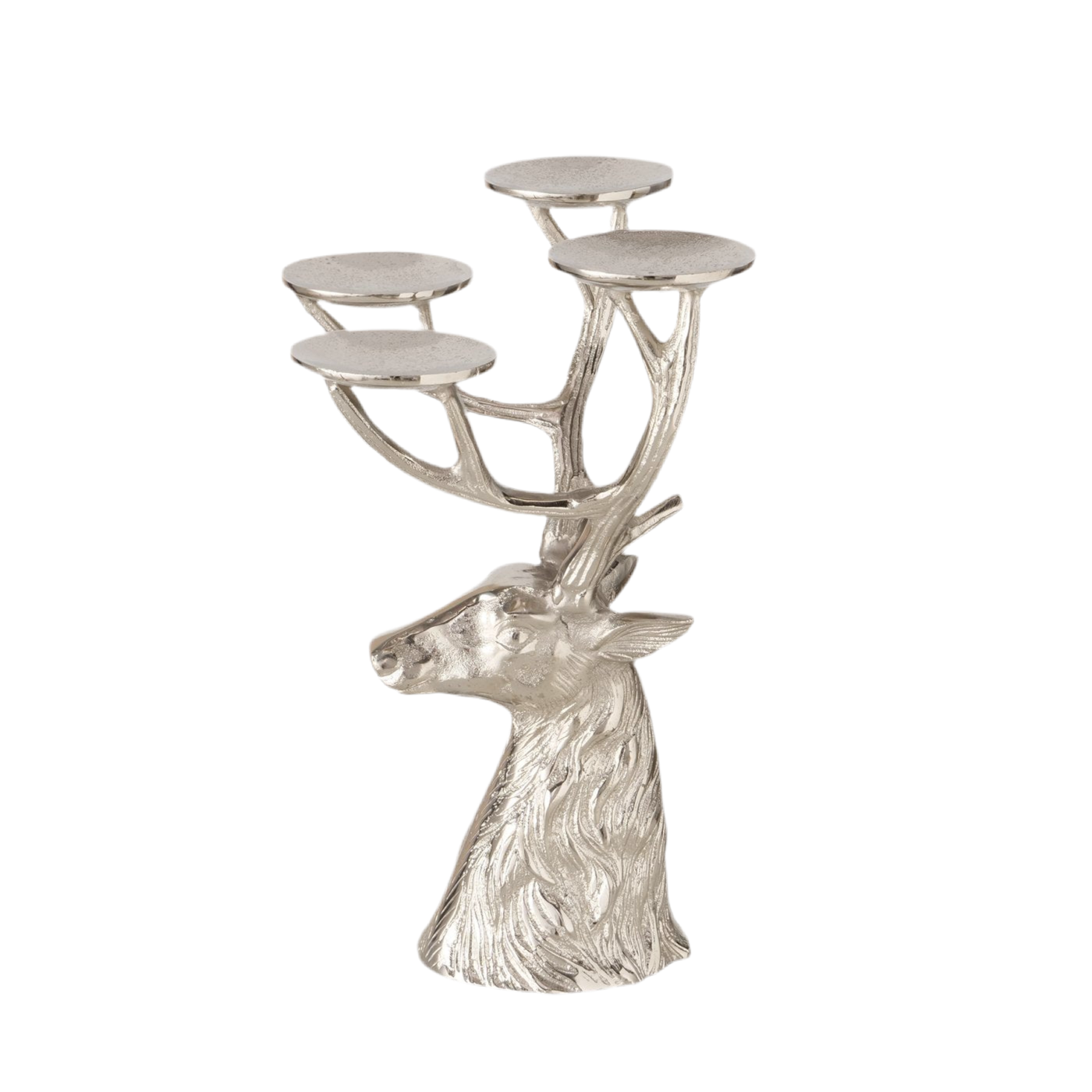 Kerzenleuchter Russell Silber Hirsch Design Aluminium 4-flammig