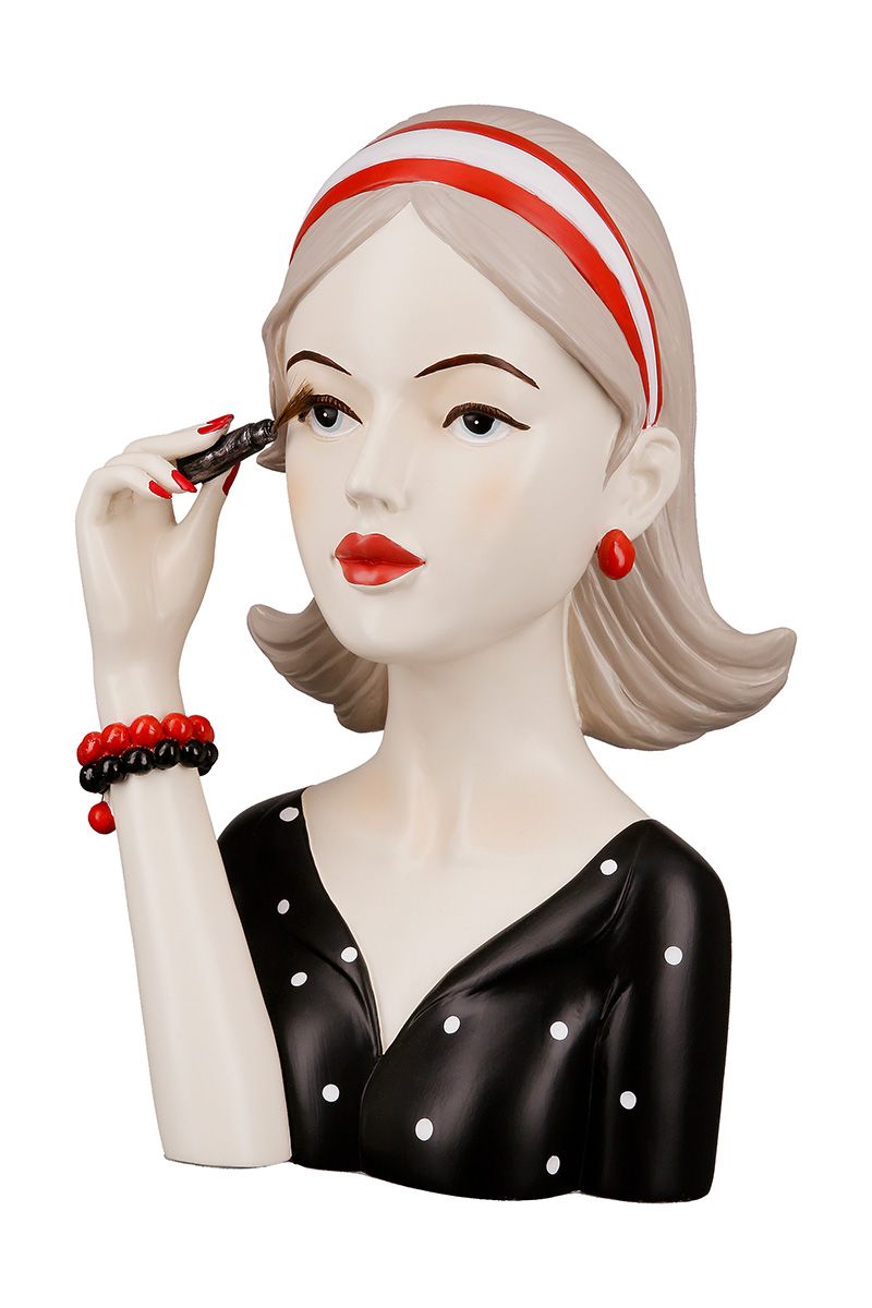 Poly Figure 'Lady' - Stylish lady with mascara and black and white dress