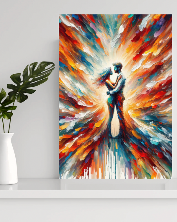 Harmony in a riot of colors: Vertical masterpiece of canvas art