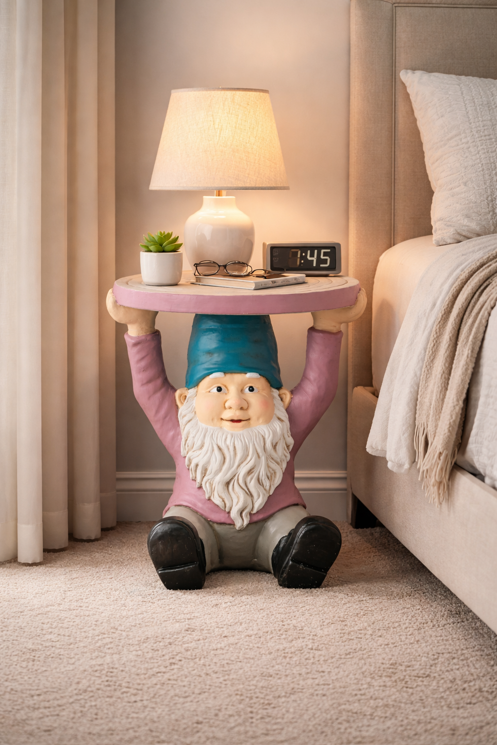 Beistelltisch Helmuth Zwergform Magnesia Handbemalt Grau Lila