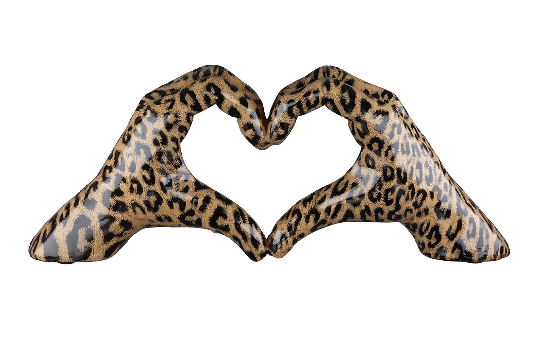 Dekoobjekt Leopard Herz Skulptur Handdesign