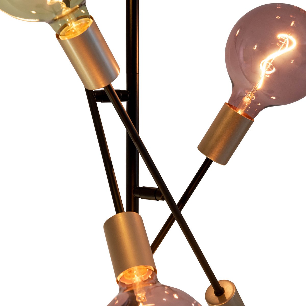 Stehleuchte "MODO" aus Metall in Schwarz,, Fassungen in Gold, E27-Fassung, Stehlampe für Wohnzimmer, Esszimmer, Küche, Diele, Flur oder Büro, 150 x 49 cm