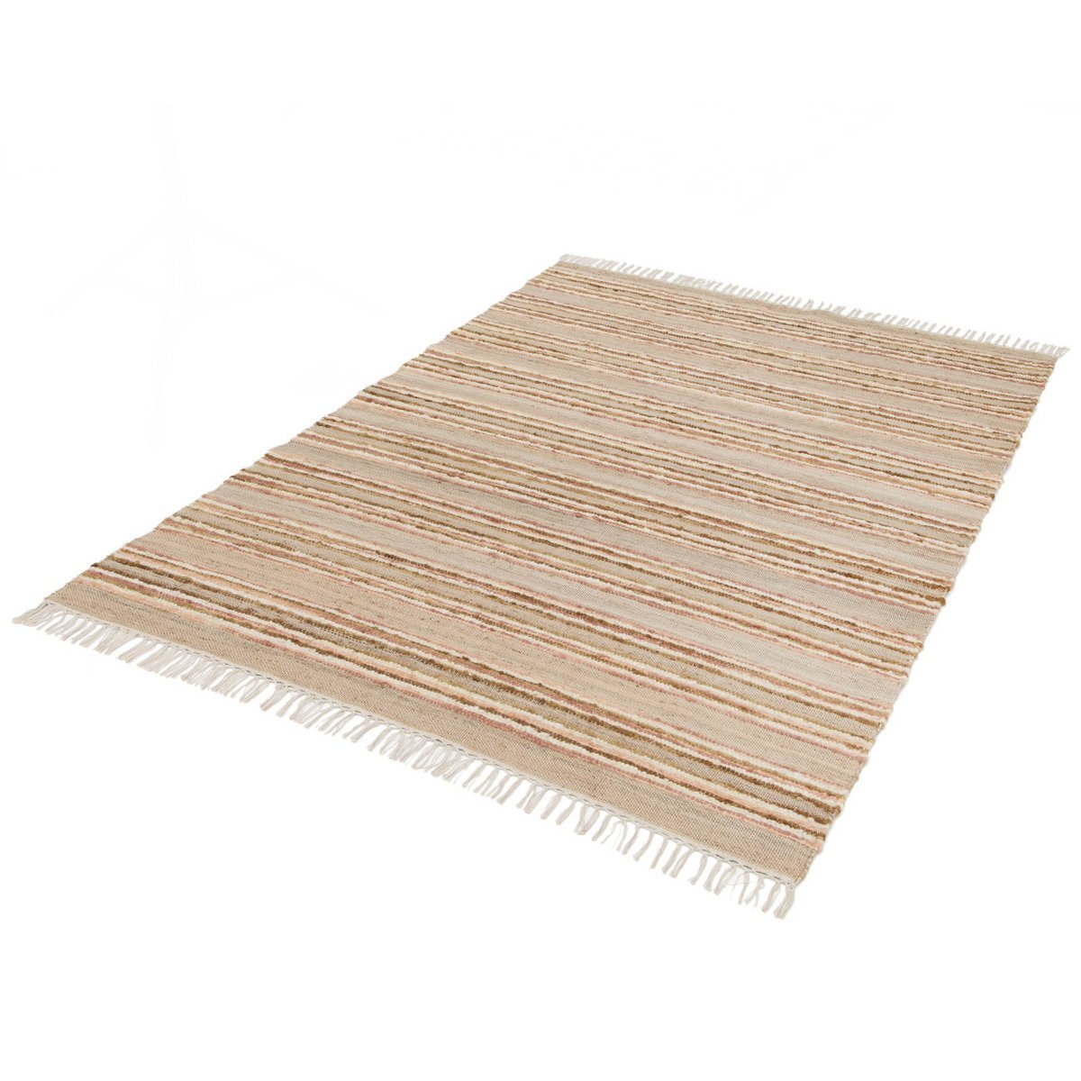 Handgefertigter Woll -Wollteppich und Jute Raj