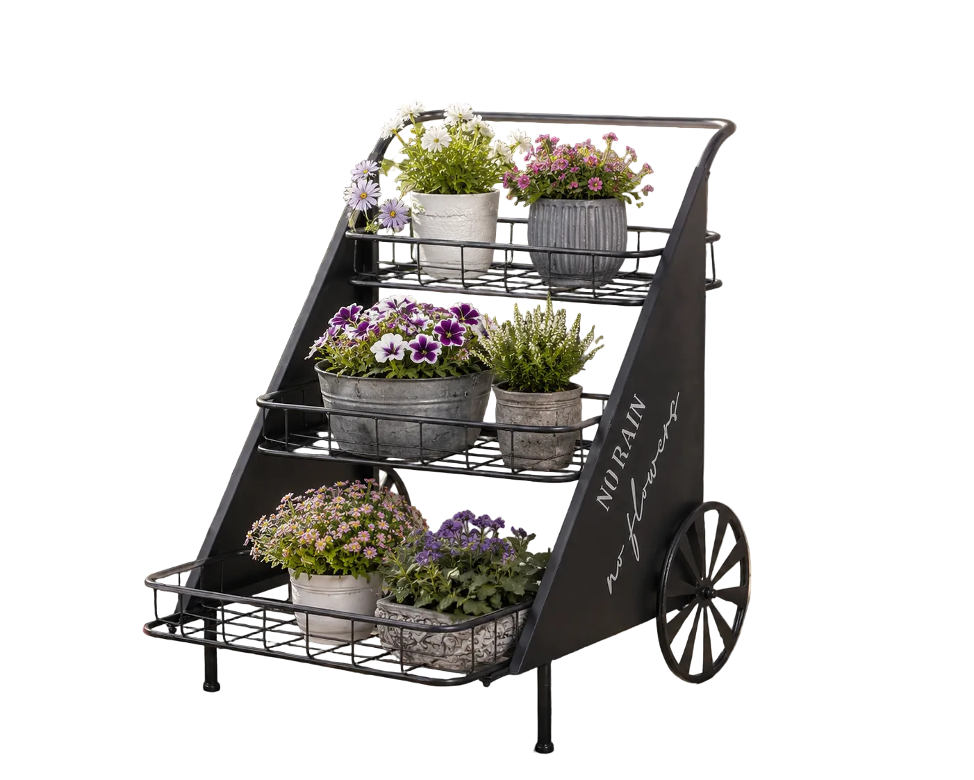 Blumentreppe Bayou aus Metall in Schwarz für Garten und Terrasse