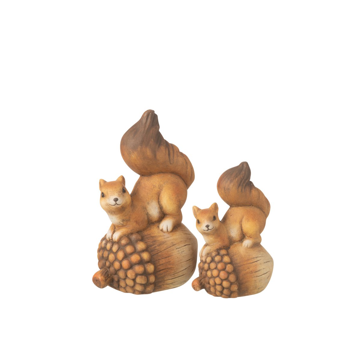 J-Line Eichhörnchen auf Eichel, Porzellan, Braun, groß